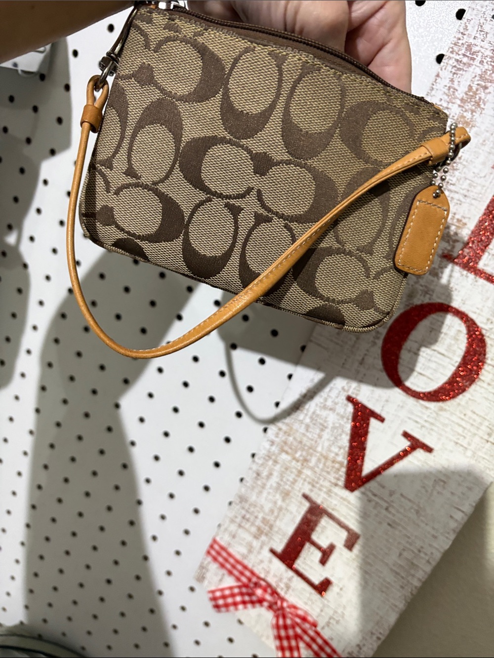 Coach Brown Signature Canvas Wristlet with Tan Trim - Picture 6 of 6